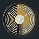 Reloj de pared estilo Art Déco de los años 50 deco<br><div class="desc">Minimalista reloj de pared art decó de los años 50 con un sencillo diseño circular en oro,  negro y beige</div>