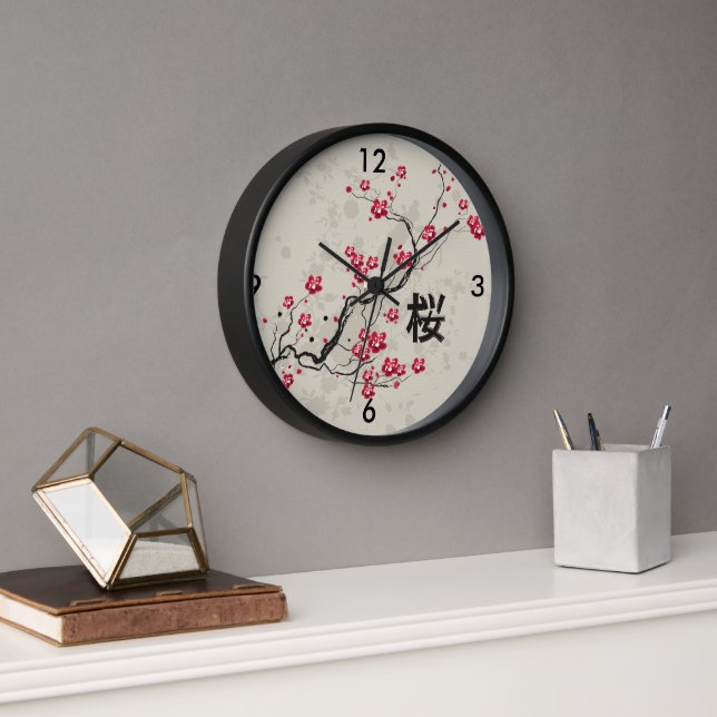 Reloj De Pared Estilo oriental Sakura Cherry Blossom Art (Oficina)