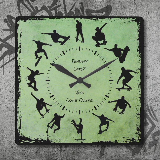 Reloj de Pared Estilo Skate para Destrozar Tu Tiem (Your Time to Shred Skate Style Wall Clock Green)