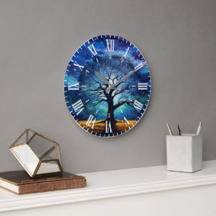 Reloj de pared estrella nocturna del árbol mágico 