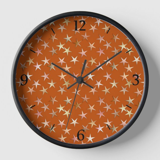 Reloj De Pared Estrellas metálicas, tonos dorados pálidos y cobre (Anverso)