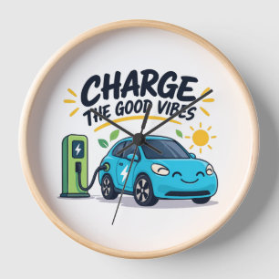 Reloj de pared EV Carga Buenas Vibraciones Coche E