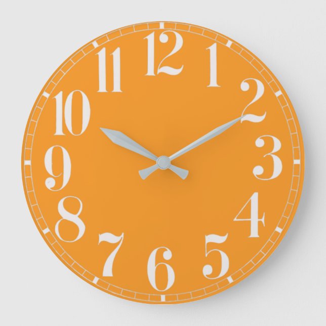 Reloj de pared facial blanco y naranja (Anverso)