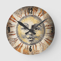 Reloj de pared facial de sol sonriente
