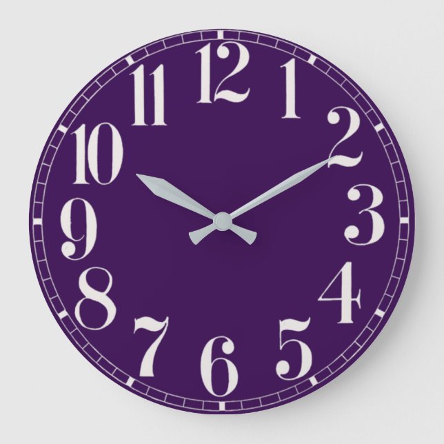 Reloj de pared facial morado y blanco (Anverso)