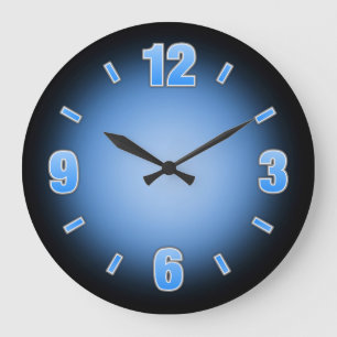 Reloj de pared fácil de leer número azul grande Fa