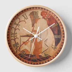 Reloj de pared Father Time con marco de madera nat