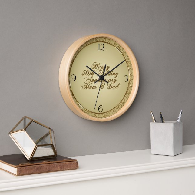 Reloj De Pared Feliz 50° Aniversario Boda (Oficina)