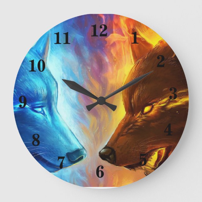 Reloj de pared Fire Wolves (Anverso)