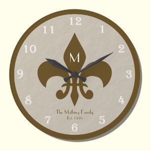 Reloj de pared Fleur De Lis personalizado familiar