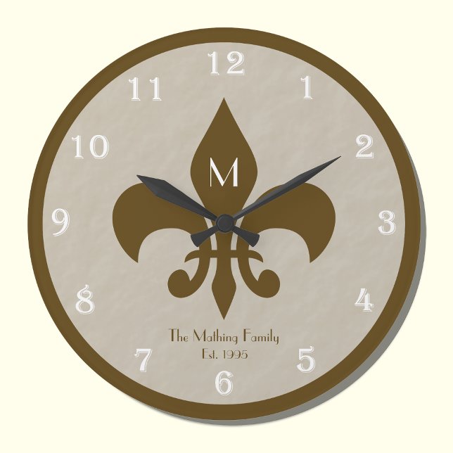 Reloj de pared Fleur De Lis personalizado familiar (Subido por el creador)