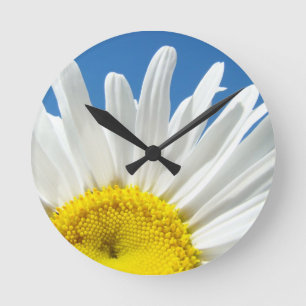 Reloj de pared flor de margarita blanca diseñador