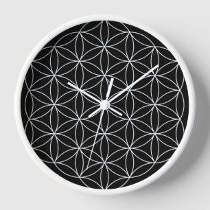 Reloj de pared Flor de Vida en Blanco y Negro