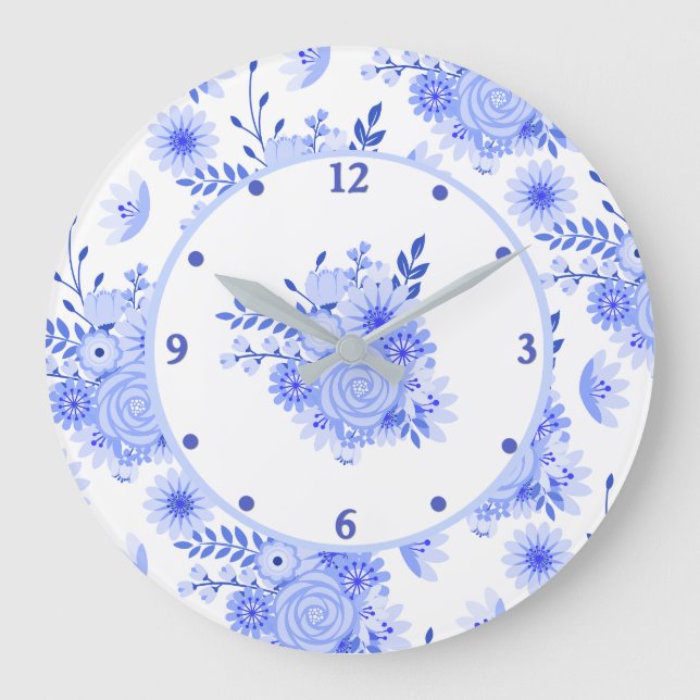 Reloj de pared floral Blue Delft (Anverso)