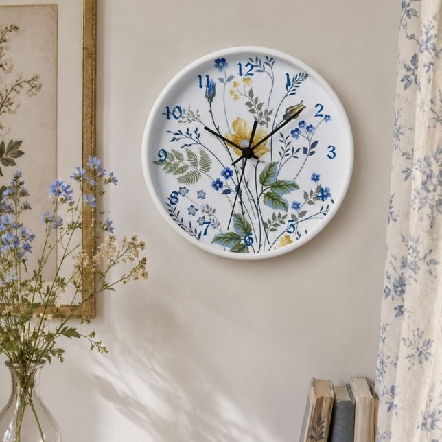 Reloj de pared floral botánico de flores silvestre (Subido por el creador)