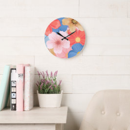 Reloj de pared floral botánico vibrante de primave