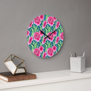 Reloj de Pared Floral de Acuarela