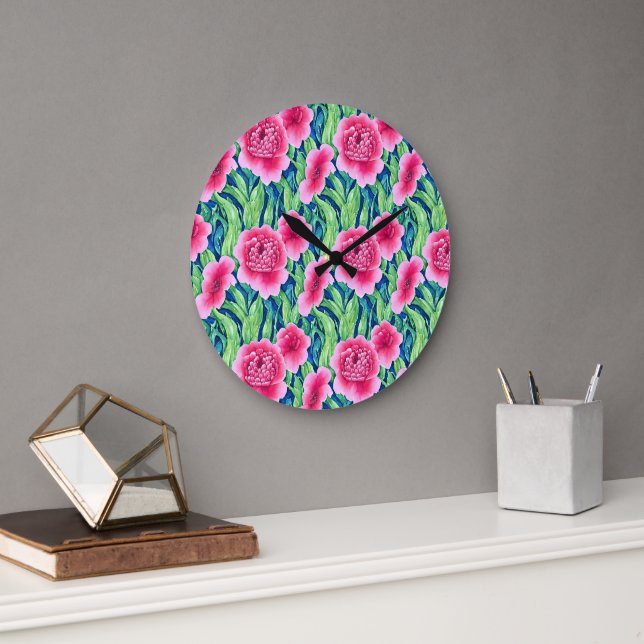 Reloj de Pared Floral de Acuarela (Oficina)