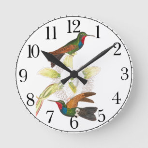 Reloj de pared floral de aves silvestres