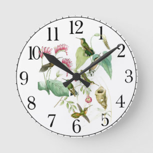Reloj de pared floral de aves silvestres de Hummin
