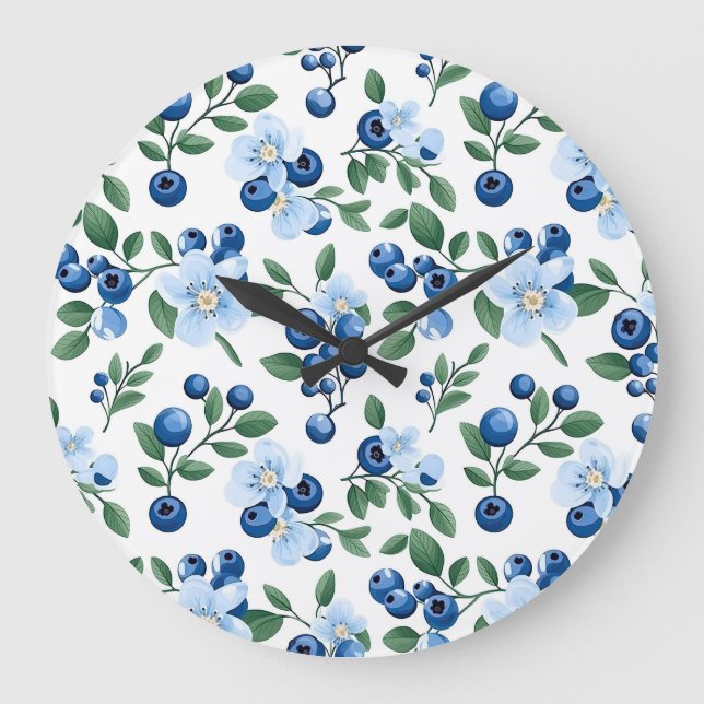 Reloj de pared floral de Blueberry (Anverso)