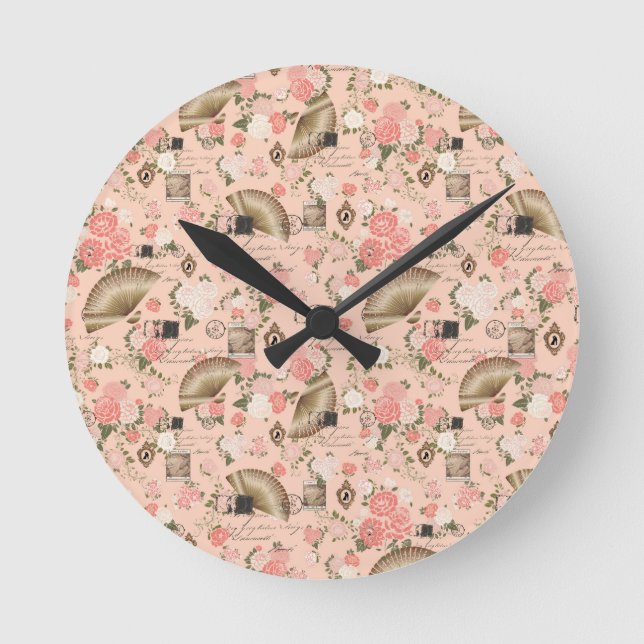 Reloj de pared floral de bonito con amor (Anverso)