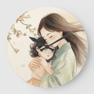 Reloj de pared floral de bronce Madre e Hija