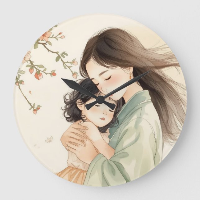 Reloj de pared floral de bronce Madre e Hija (Anverso)