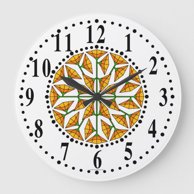 Reloj de pared floral de color amarillo naranja /  (Anverso)