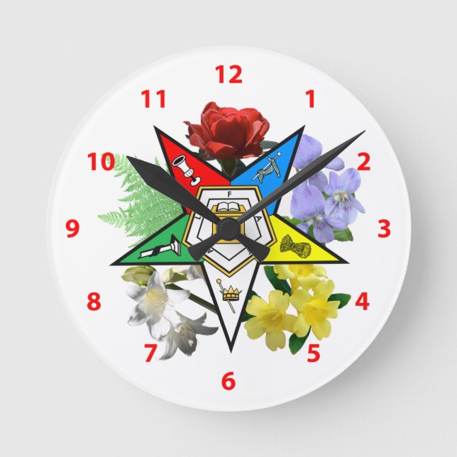 Reloj de pared floral de estrella oriental (Anverso)