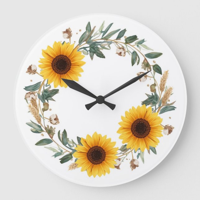 Reloj de pared floral de girasol (Anverso)