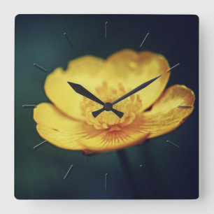 Reloj de pared floral de la flor del ranúnculo