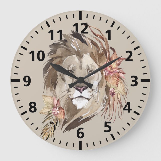 Reloj de pared floral de león (Anverso)