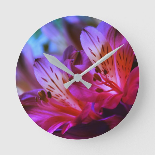 Reloj de pared floral de Lilies (Anverso)