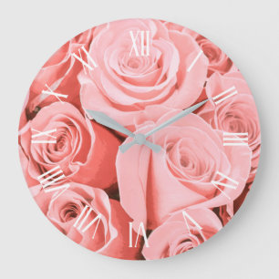 Reloj de pared floral de los rosas elegantes el  