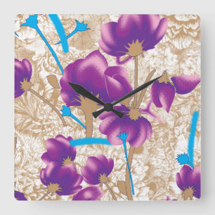 Reloj de Pared Floral de Lujo – Elegancia Púrpura