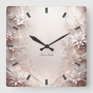Reloj de pared floral de marfil blanco