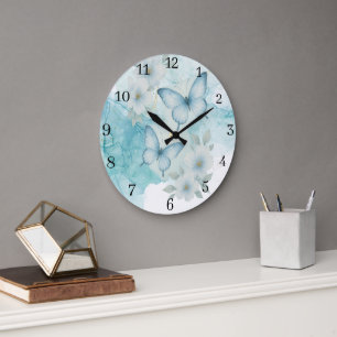 Reloj de pared floral de mariposa elegante