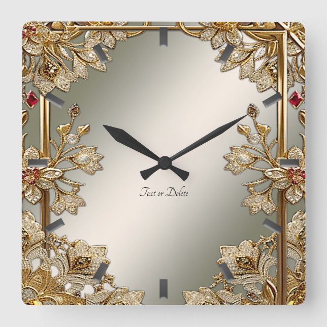 Reloj de pared floral de oro (Anverso)