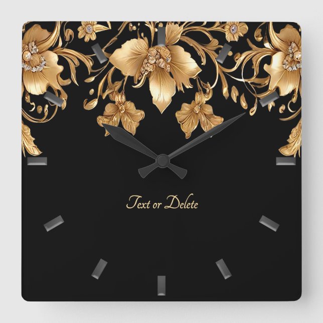 Reloj de pared floral de oro (Anverso)