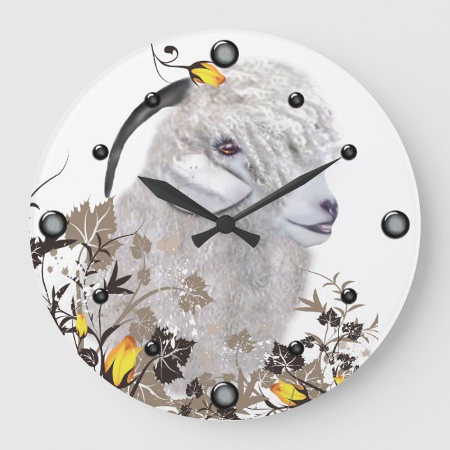 Reloj de pared floral de pintura de gasa Angora (Anverso)