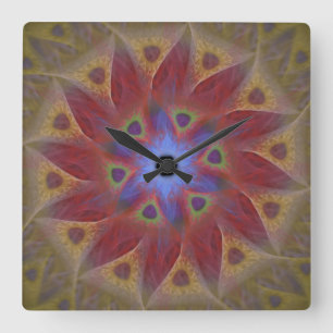 Reloj de pared floral del cuadrado del reloj de