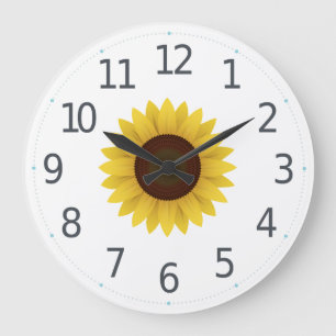 Reloj de pared floral del girasol amarillo simple
