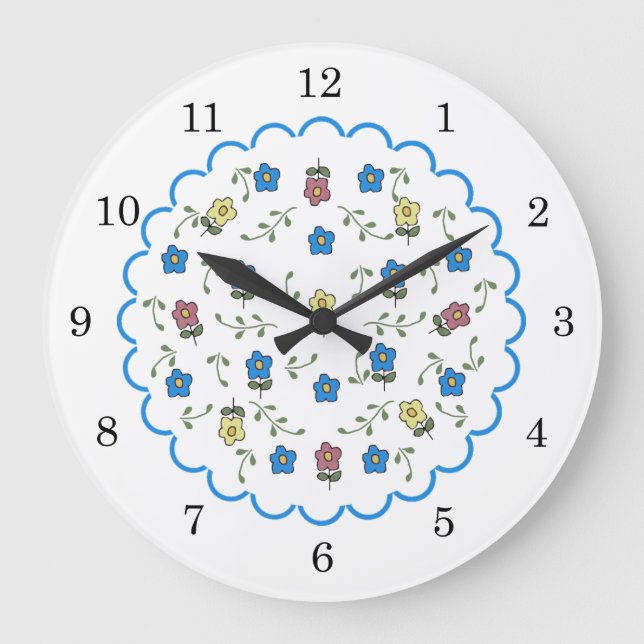 Reloj de pared floral Ditsy (Anverso)