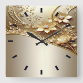 Reloj de pared floral dorado ornamental moderno