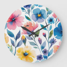 Reloj de pared floral estilo acuarela