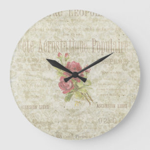 Reloj de pared floral francés del vintage