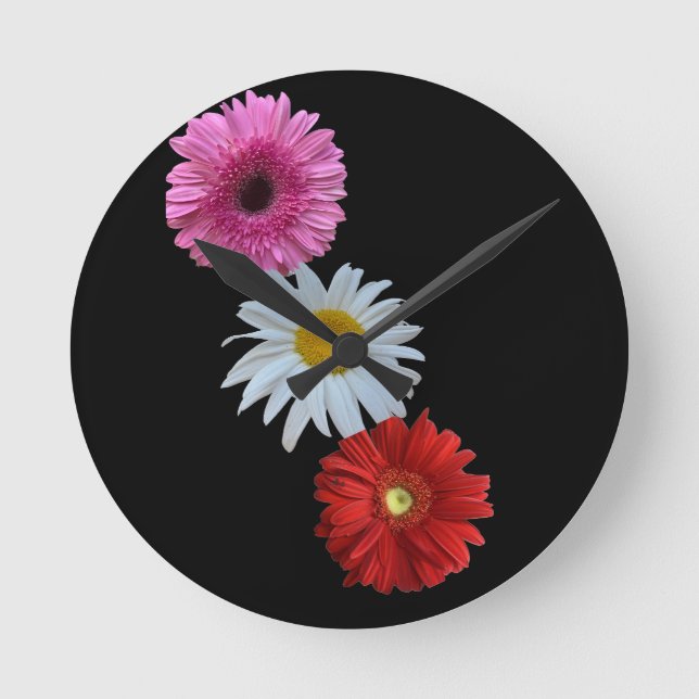 Reloj de pared floral mixto colorido de margarita (Anverso)