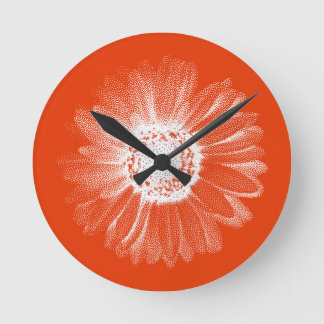Reloj de pared floral naranja brillante