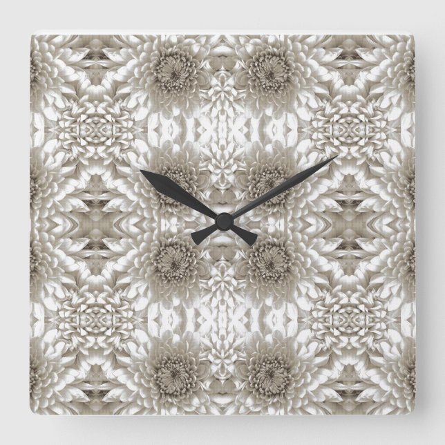 Reloj de Pared Floral Neutro | Elegante Estilo Gra (Anverso)